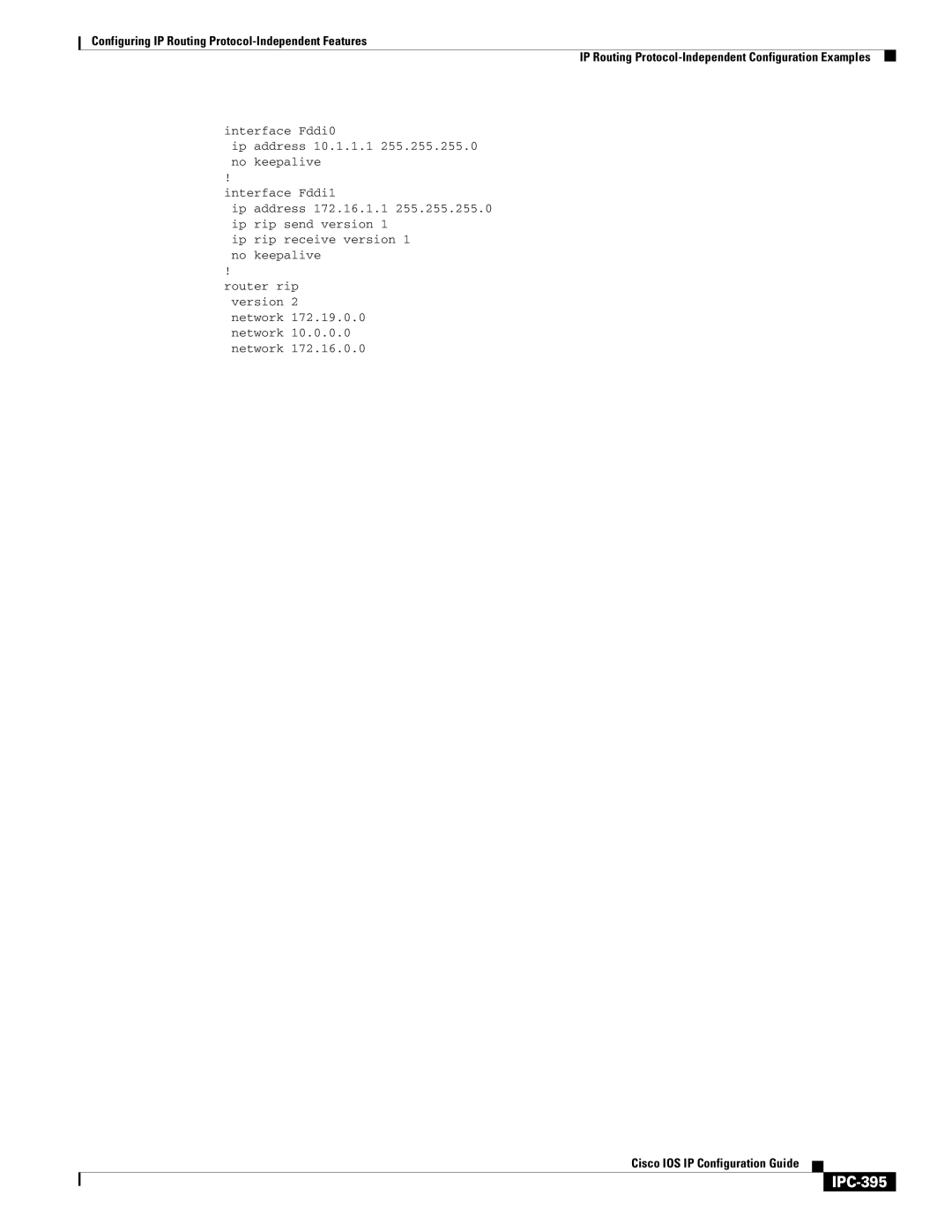 Cisco Systems 78-11741-02 manual IPC-395, Ip rip receive version 1 no keepalive 