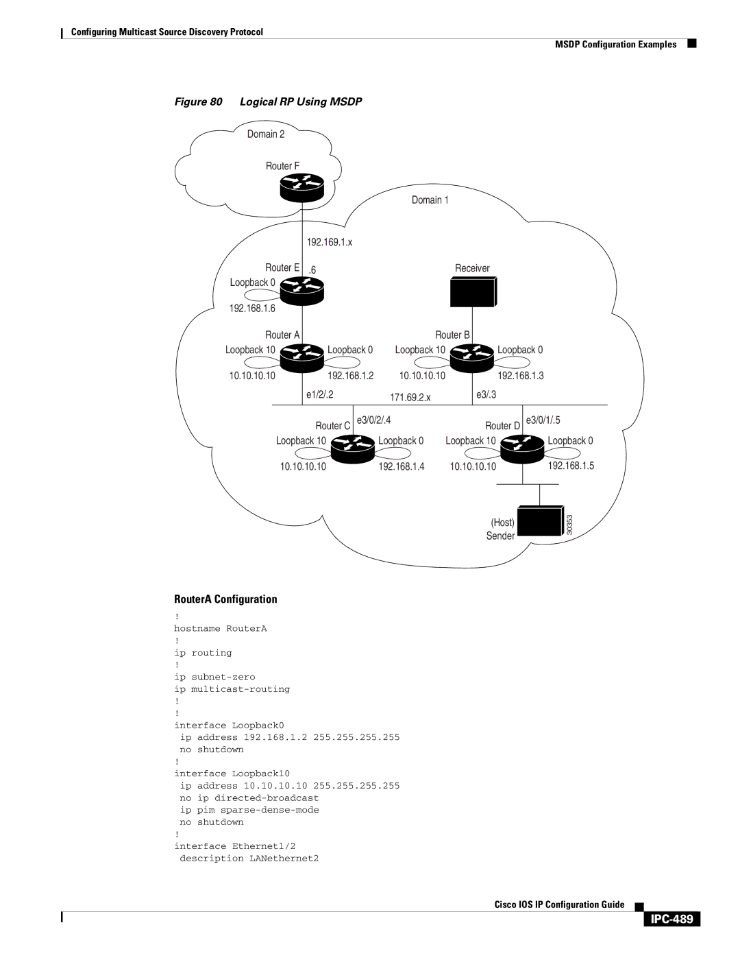 Cisco Systems 78-11741-02 manual RouterA Configuration, IPC-489 