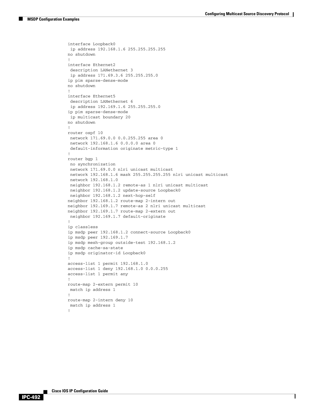 Cisco Systems 78-11741-02 manual IPC-492, Ip multicast boundary 20 no shutdown Router ospf 