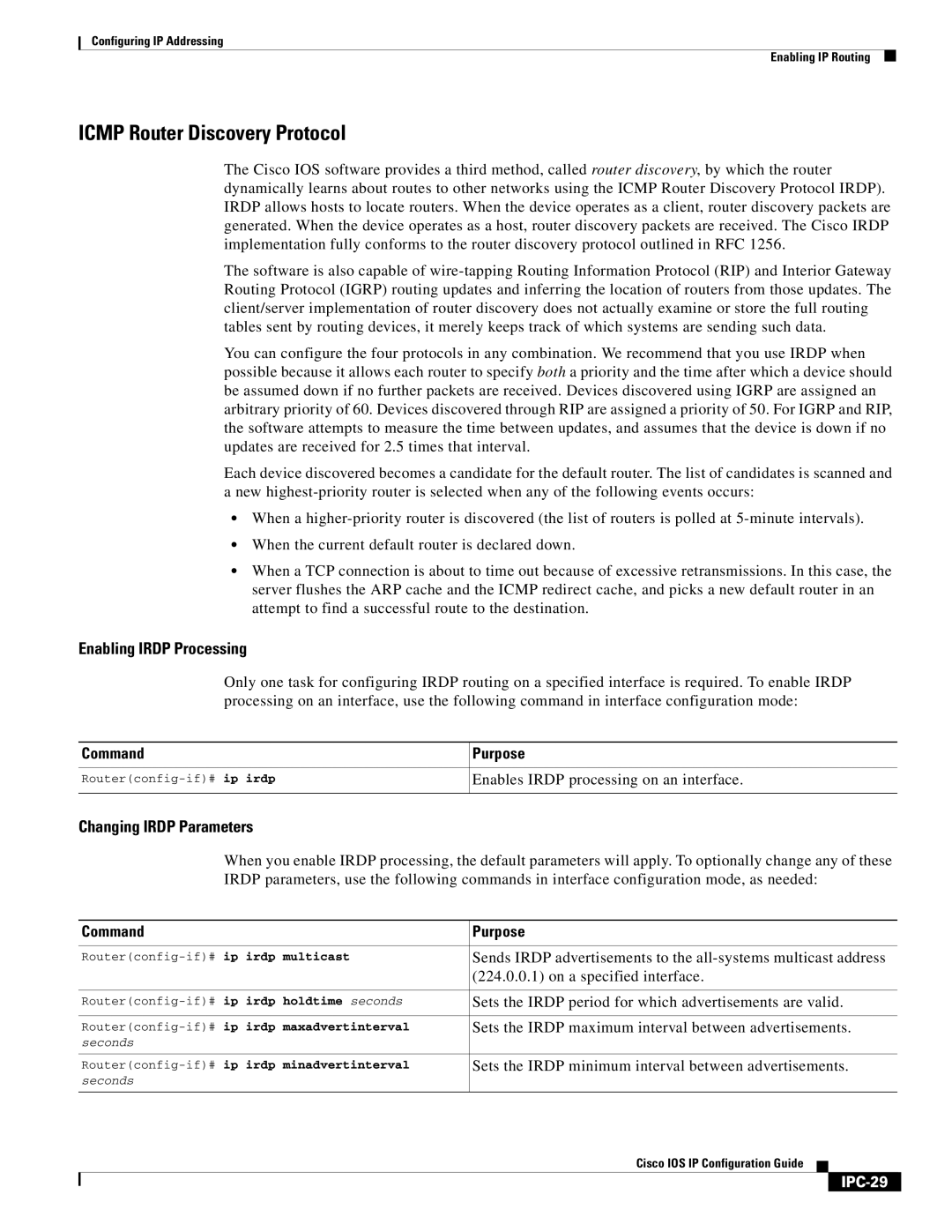 Cisco Systems 78-11741-02 manual Icmp Router Discovery Protocol, IPC-29 