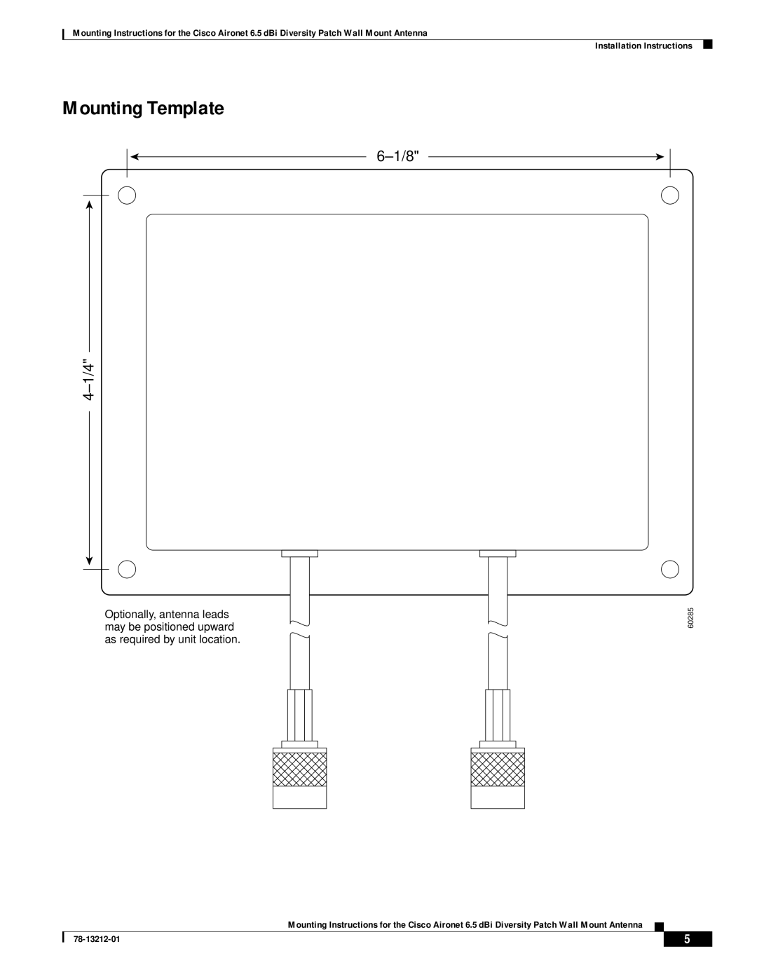 Cisco Systems 78-13212-01 installation instructions Mounting Template 