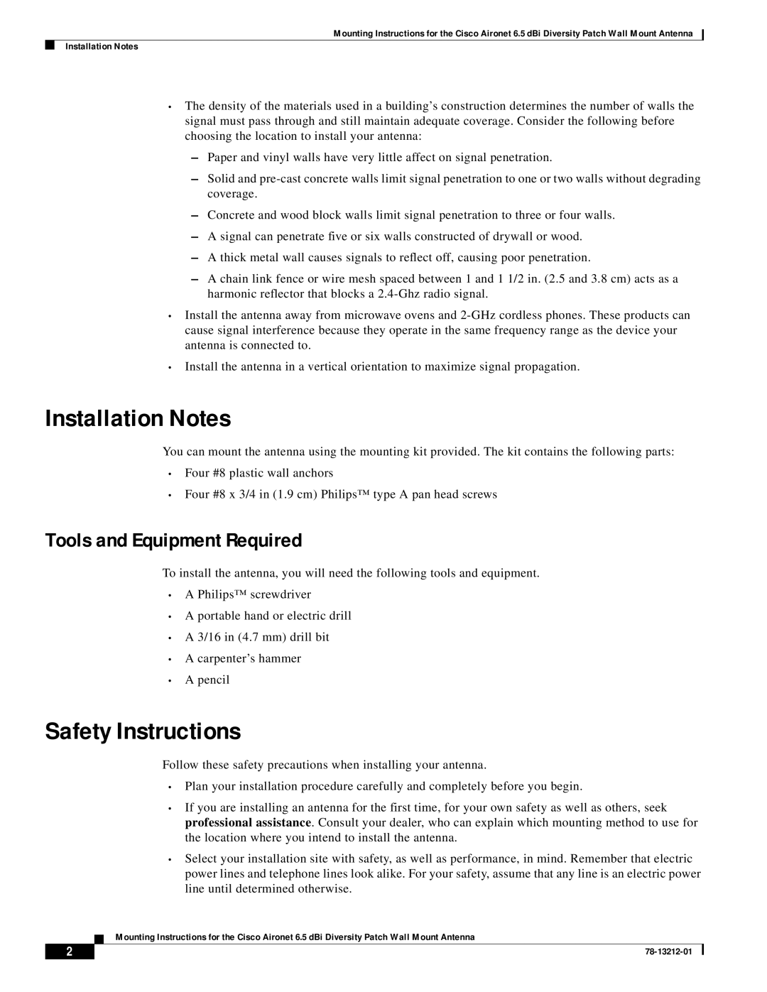 Cisco Systems 78-13212-01 installation instructions Installation Notes, Safety Instructions, Tools and Equipment Required 