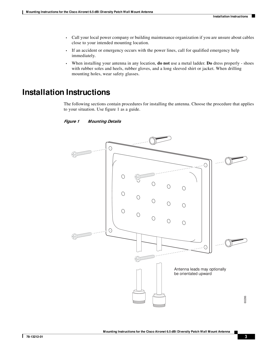 Cisco Systems 78-13212-01 installation instructions Installation Instructions, Mounting Details 
