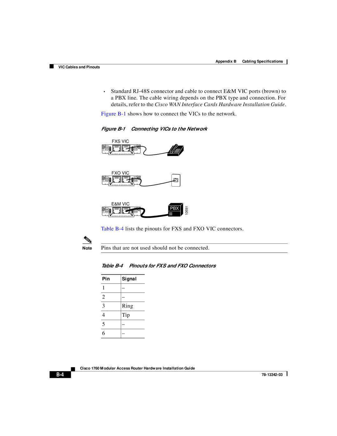 Cisco Systems 78-13342-03 appendix Pin Signal, Tip 