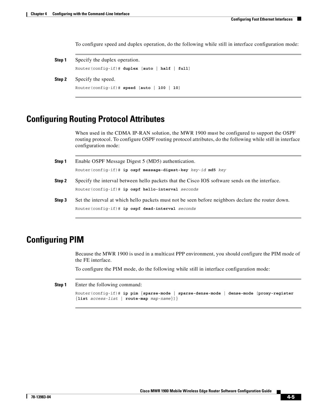 Cisco Systems 78-13983-04 manual Configuring Routing Protocol Attributes, Configuring PIM, Specify the speed 