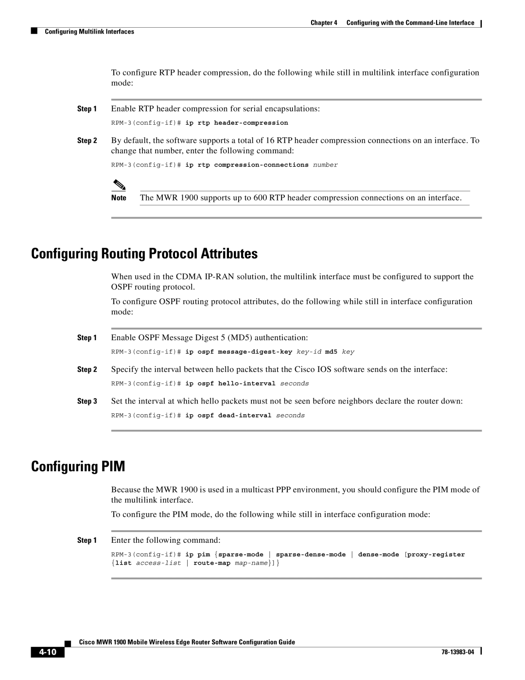Cisco Systems 78-13983-04 manual RPM-3config-if#ip rtp header-compression 