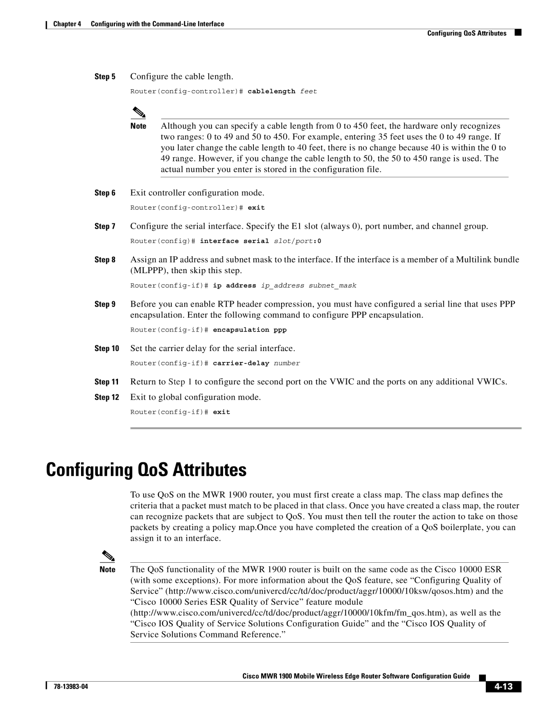 Cisco Systems 78-13983-04 manual Configuring QoS Attributes 