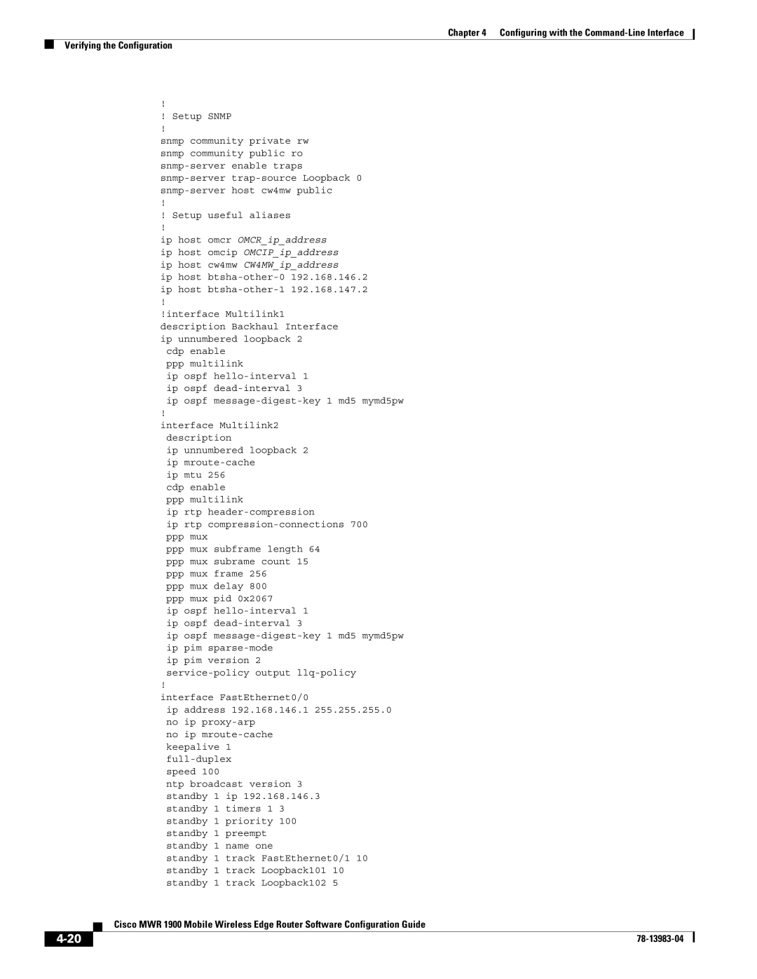 Cisco Systems 78-13983-04 manual Ip ospf message-digest-key 1 md5 mymd5pw 