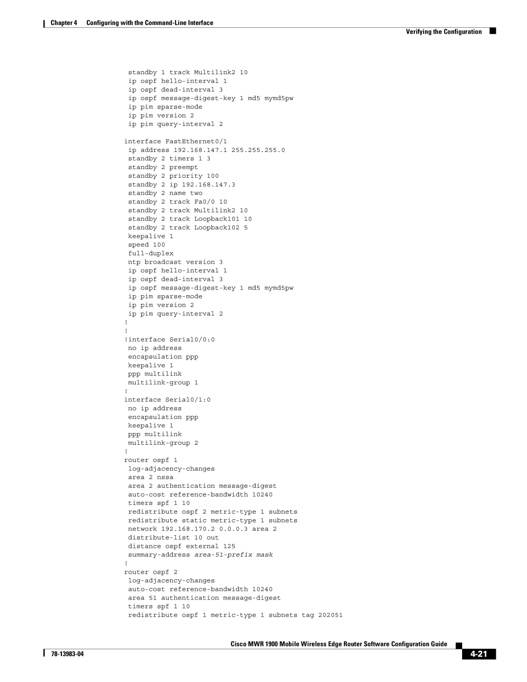 Cisco Systems 78-13983-04 manual Ip ospf Hello-interval Ospf Dead-interval 