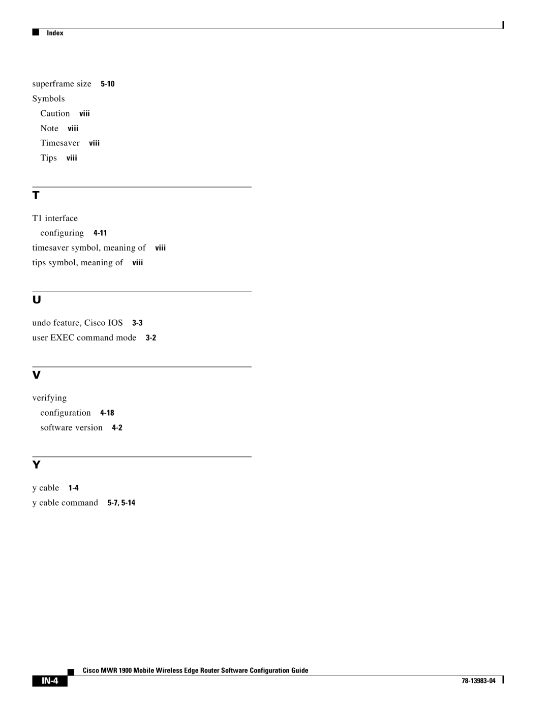 Cisco Systems 78-13983-04 manual IN-4 