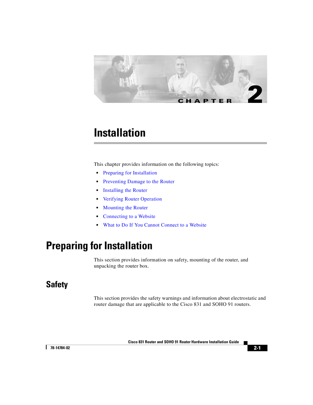 Cisco Systems 78-14784-02 manual Preparing for Installation, Safety 