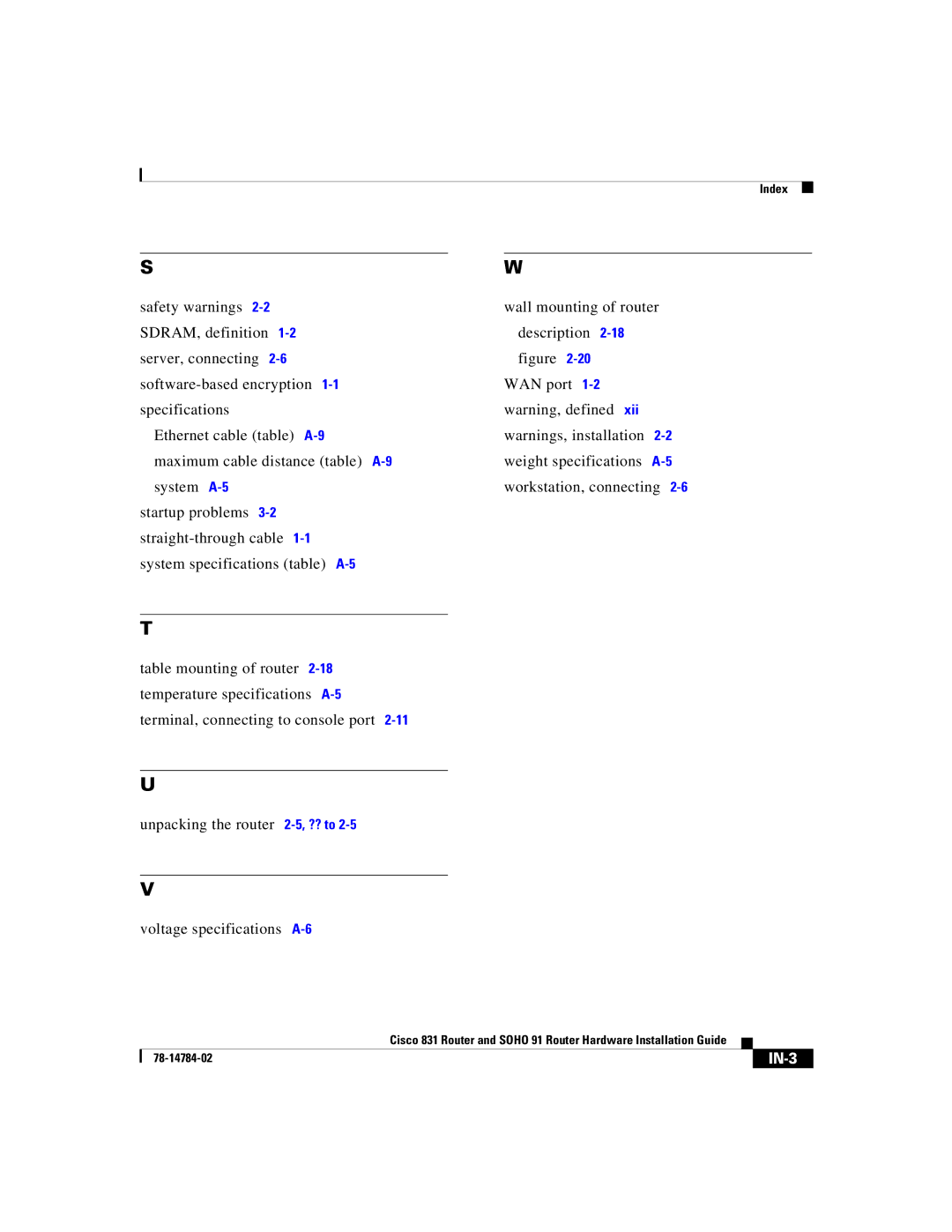 Cisco Systems 78-14784-02 manual IN-3 