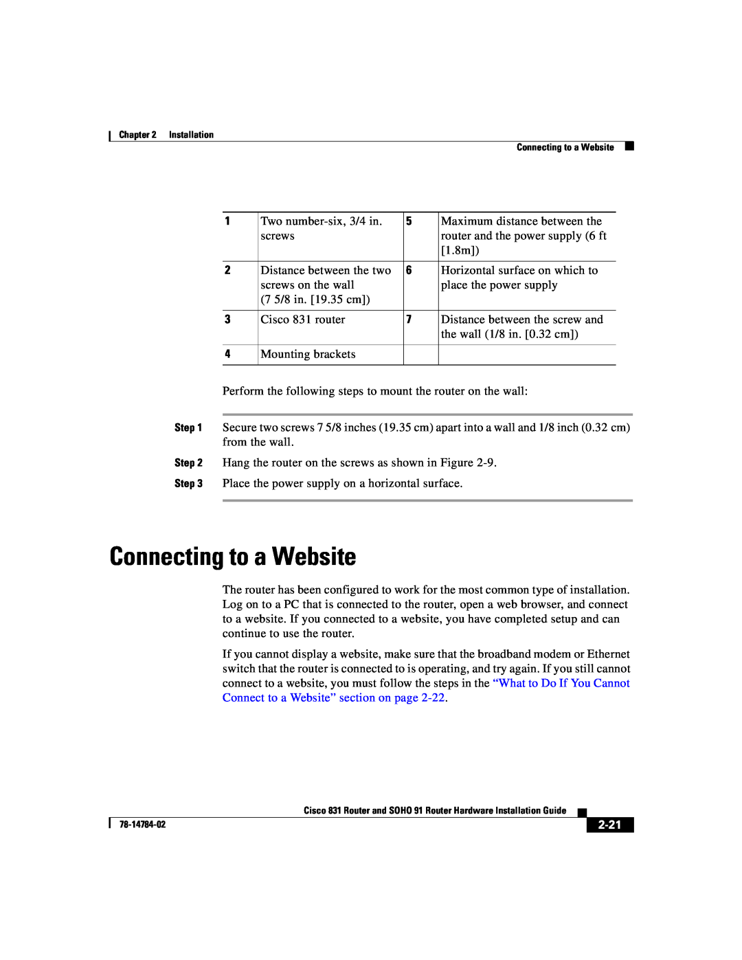 Cisco Systems 78-14784-02 manual 2-21, Installation Connecting to a Website 