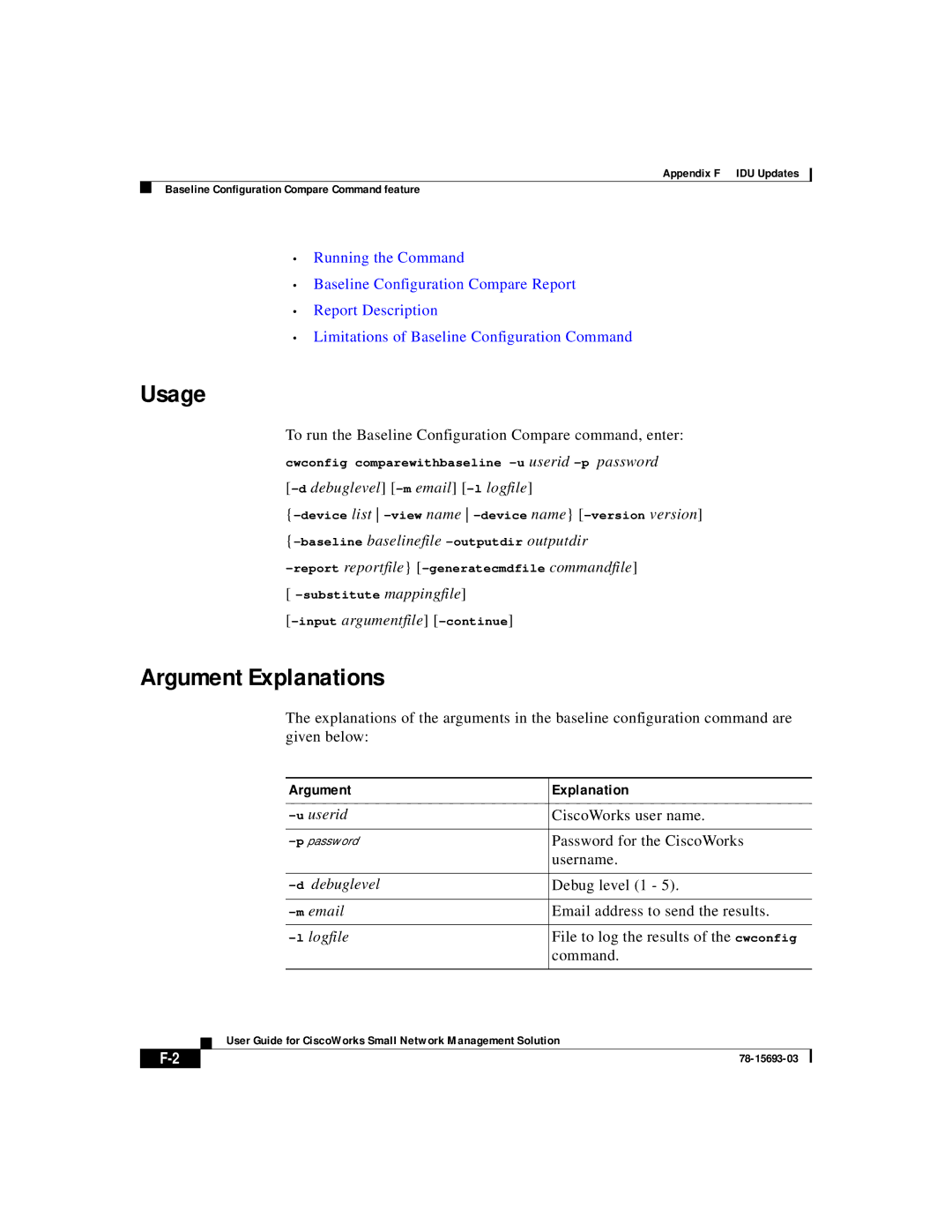 Cisco Systems 78-15693-03 appendix Usage, Argument Explanations 