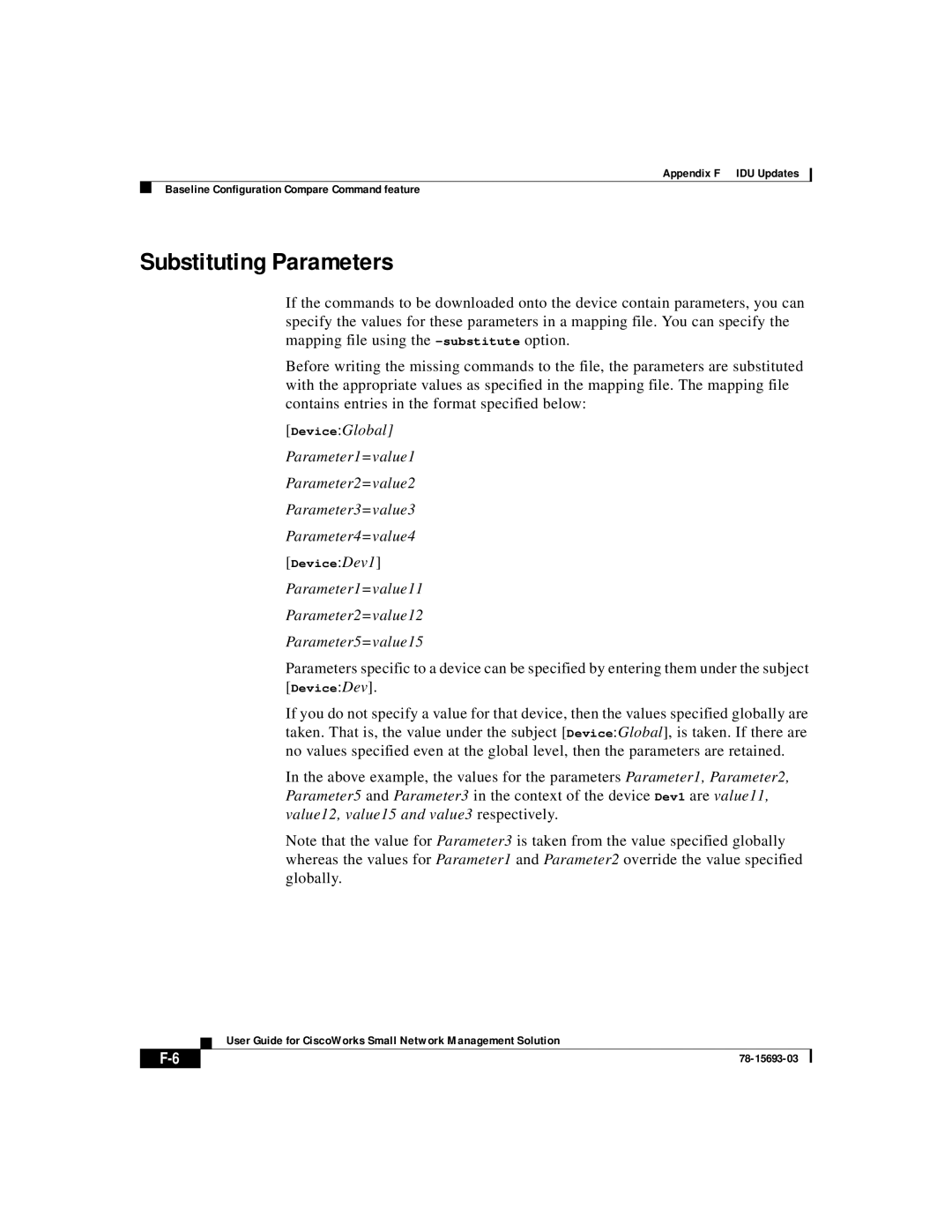 Cisco Systems 78-15693-03 appendix Substituting Parameters 