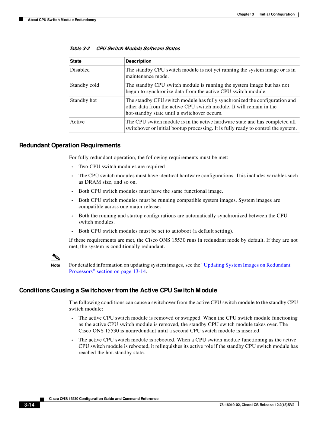 Cisco Systems 78-16019-02 manual Redundant Operation Requirements 