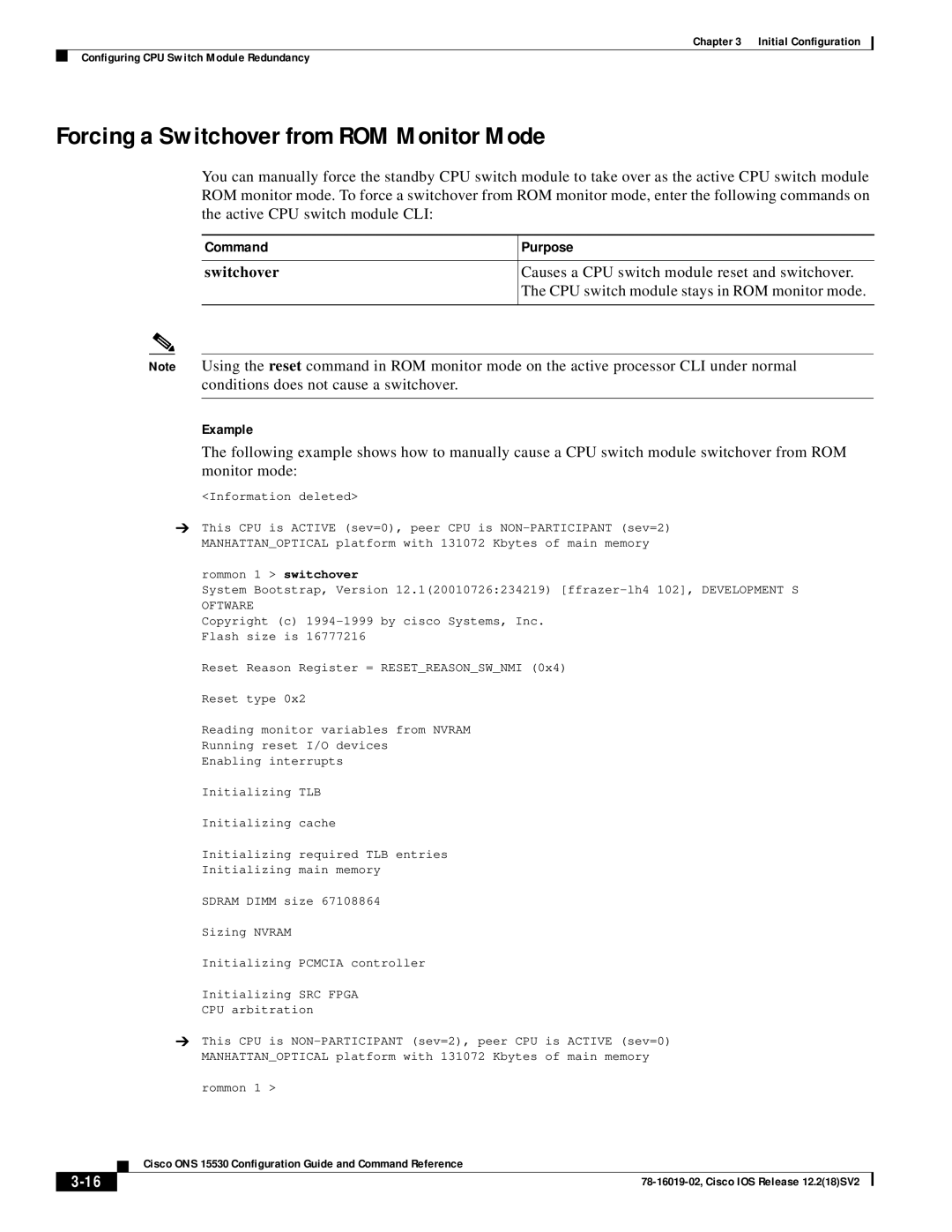 Cisco Systems 78-16019-02 manual Forcing a Switchover from ROM Monitor Mode 