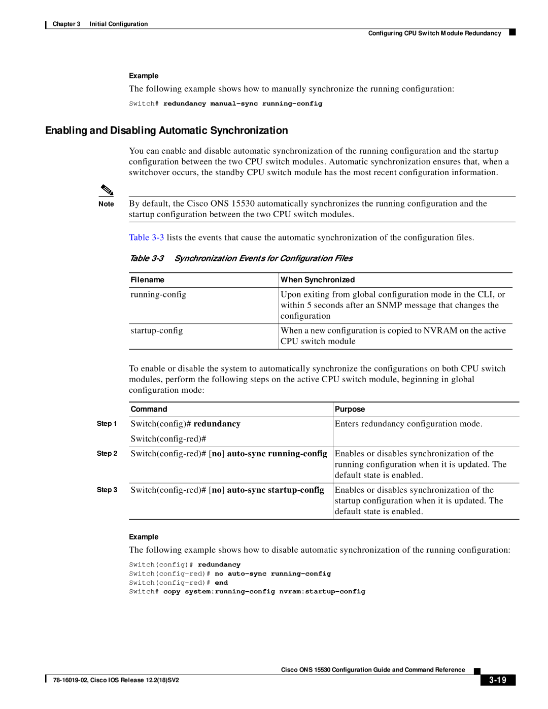 Cisco Systems 78-16019-02 manual Enabling and Disabling Automatic Synchronization, Filename When Synchronized 