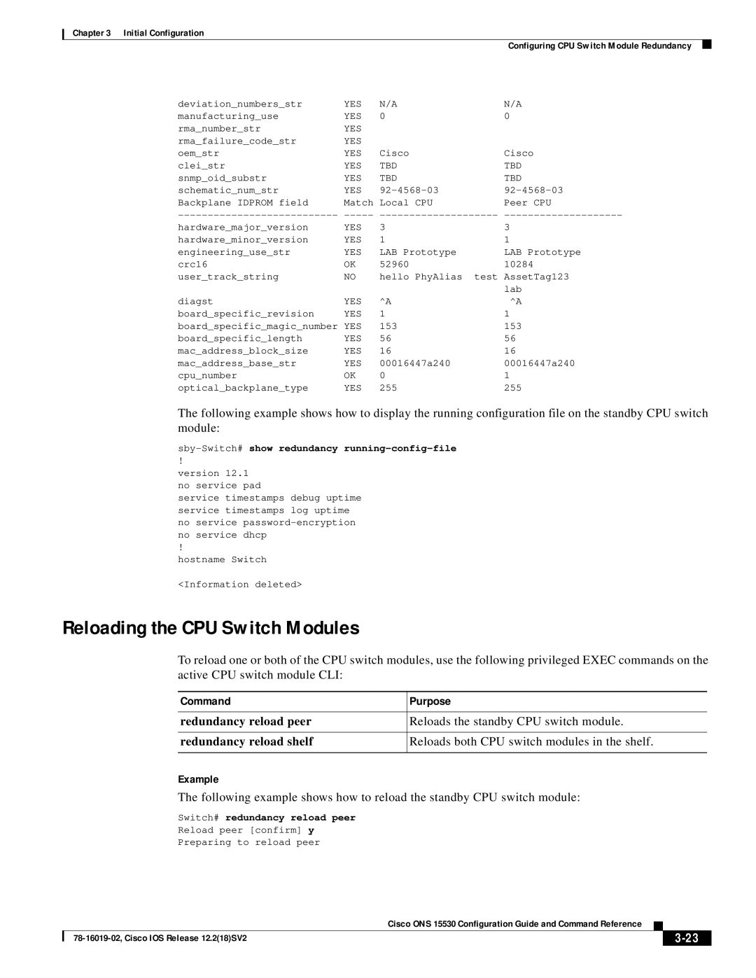 Cisco Systems 78-16019-02 manual Reloading the CPU Switch Modules, Sby-Switch#show redundancy running-config-file 