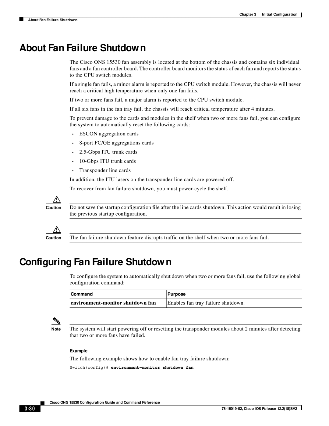 Cisco Systems 78-16019-02 manual About Fan Failure Shutdown, Configuring Fan Failure Shutdown 