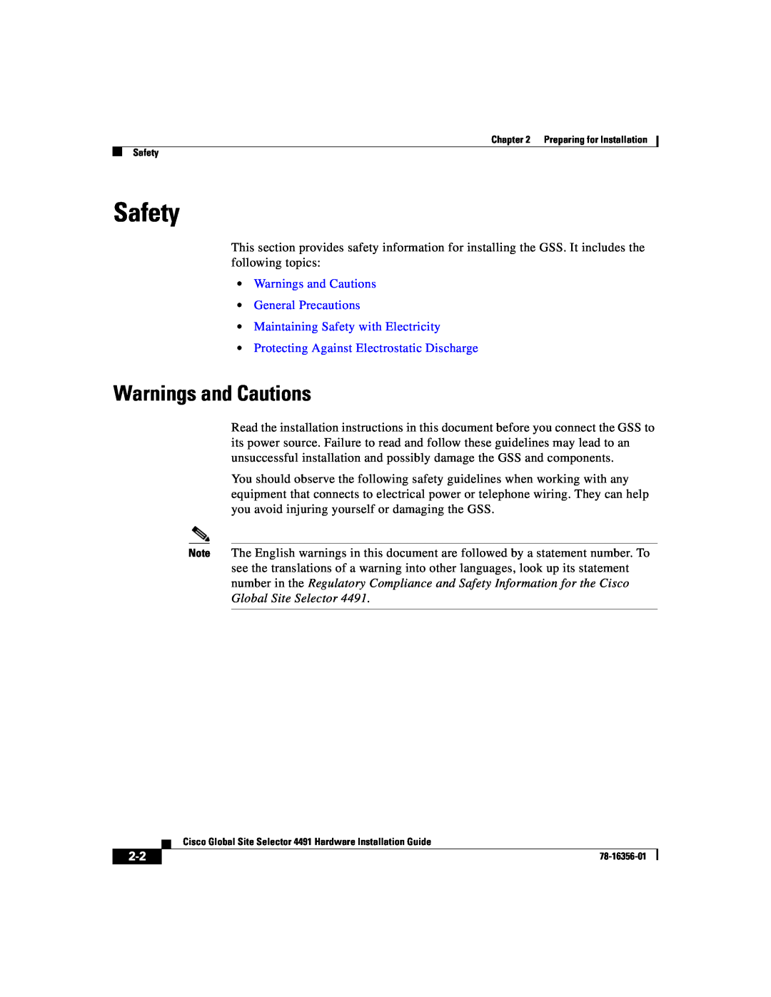 Cisco Systems 78-16356-01 manual Warnings and Cautions General Precautions, Maintaining Safety with Electricity 