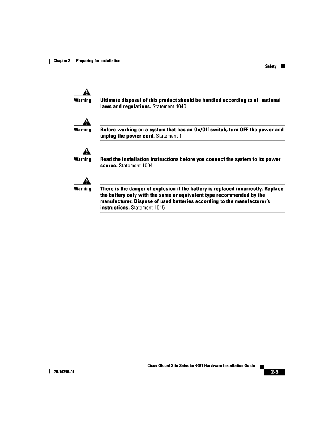 Cisco Systems 78-16356-01 manual 