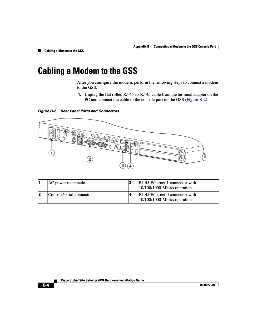 Cisco Systems 78-16356-01 manual Cabling a Modem to the GSS 