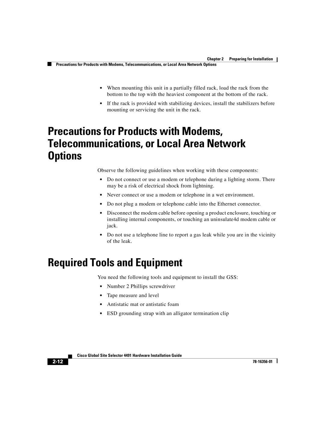 Cisco Systems 78-16356-01 manual Required Tools and Equipment 