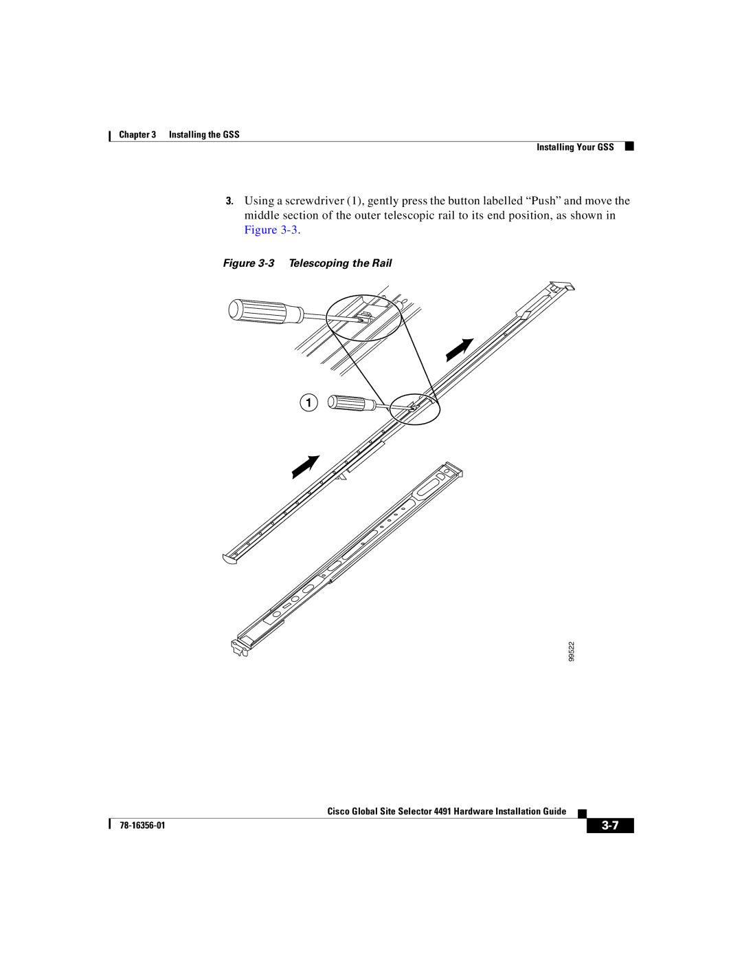 Cisco Systems 78-16356-01 manual Telescoping the Rail 