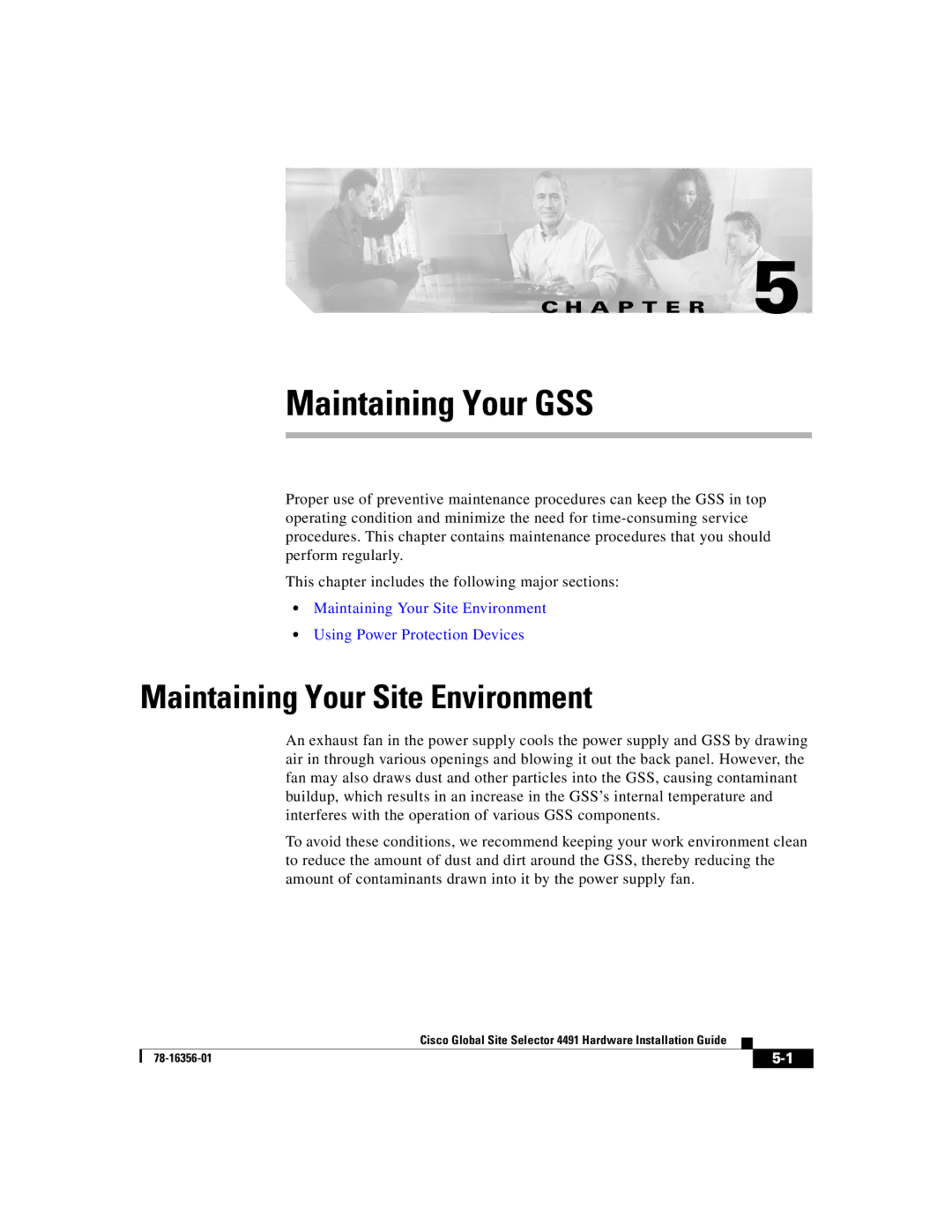 Cisco Systems 78-16356-01 manual Maintaining Your GSS, Maintaining Your Site Environment 