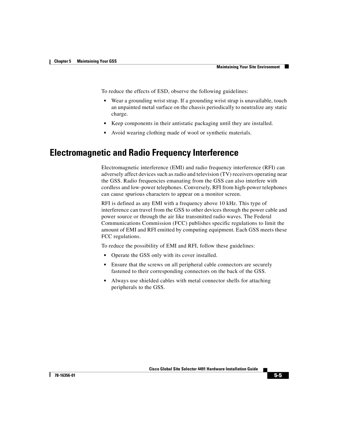 Cisco Systems 78-16356-01 manual Electromagnetic and Radio Frequency Interference 