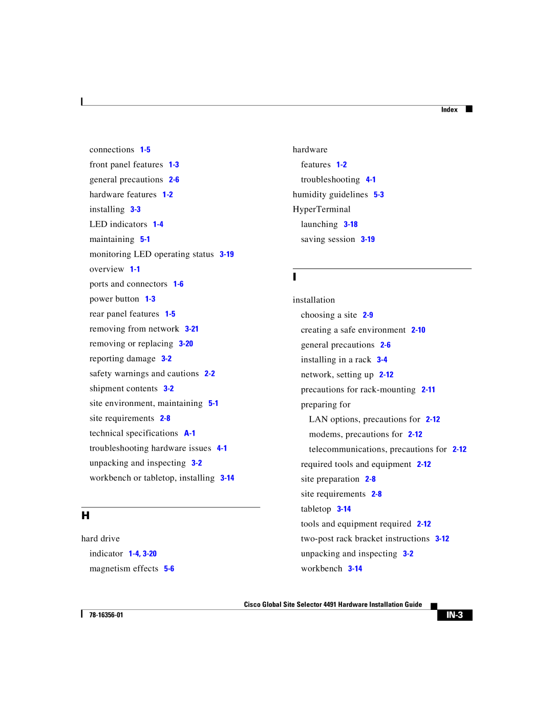 Cisco Systems 78-16356-01 manual IN-3 