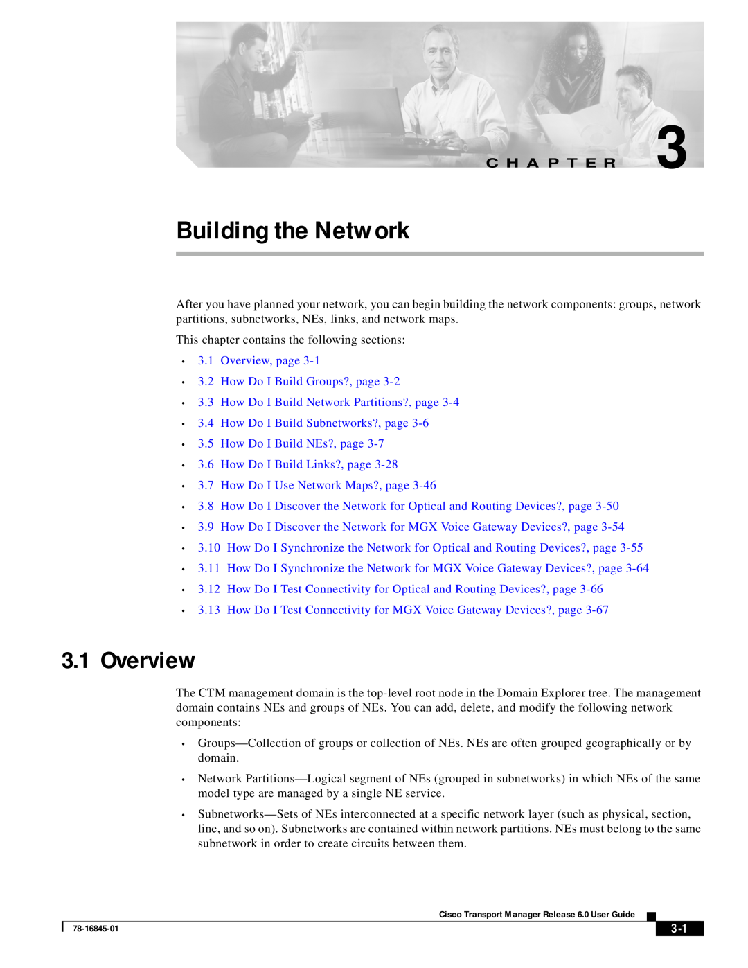 Cisco Systems 78-16845-01 manual C H A P T E R, Overview, page 3.2 How Do I Build Groups?, page, Building the Network 