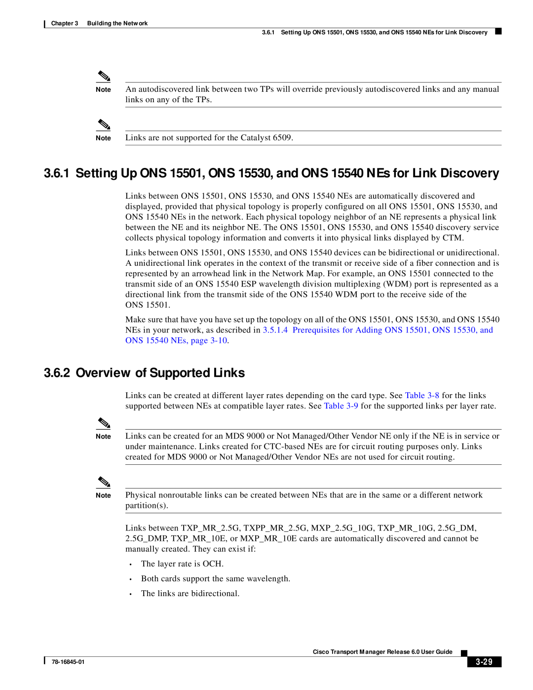Cisco Systems 78-16845-01 manual Overview of Supported Links, 3-29 
