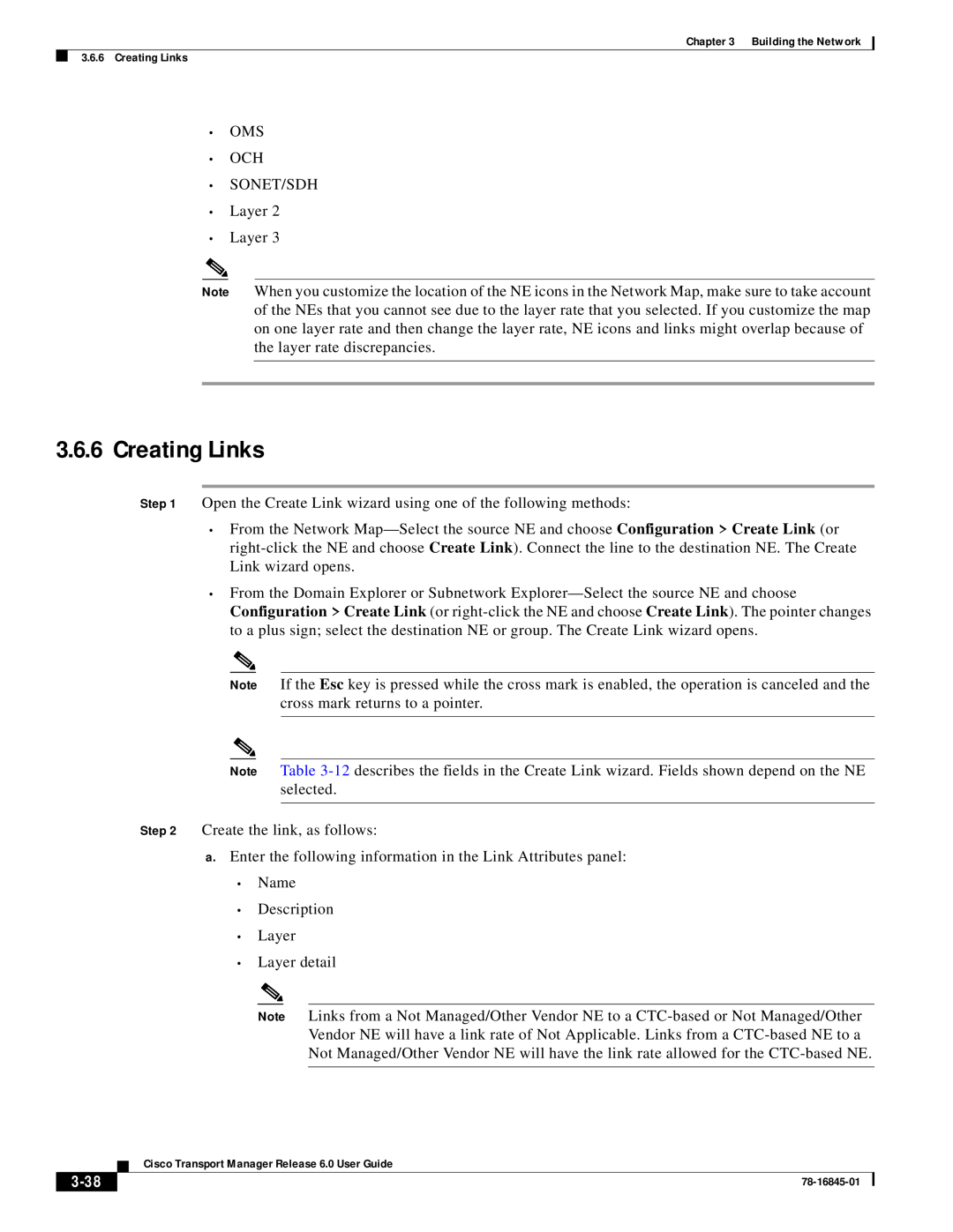 Cisco Systems 78-16845-01 manual Creating Links, 3-38 
