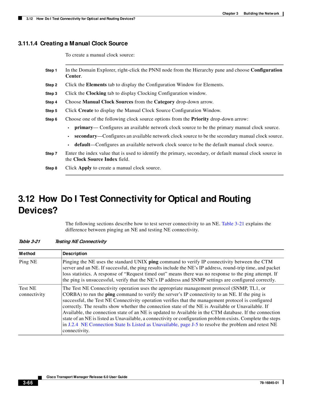 Cisco Systems 78-16845-01 How Do I Test Connectivity for Optical and Routing Devices?, Creating a Manual Clock Source 