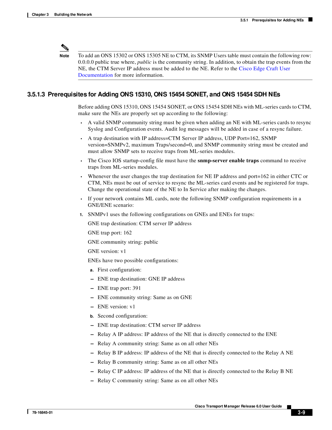 Cisco Systems 78-16845-01 manual GNE trap port GNE community string public GNE version 