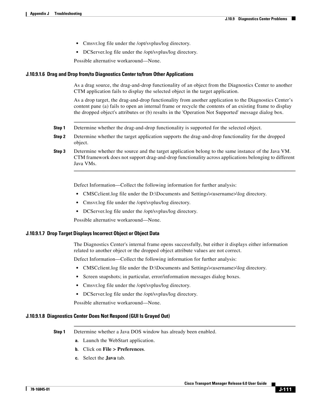 Cisco Systems 78-16845-01 appendix Drop Target Displays Incorrect Object or Object Data, 111 