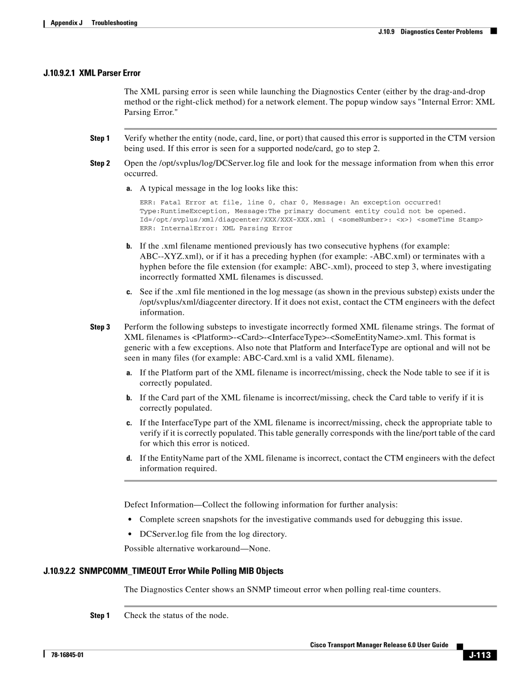 Cisco Systems 78-16845-01 appendix XML Parser Error, Snmpcommtimeout Error While Polling MIB Objects, 113 