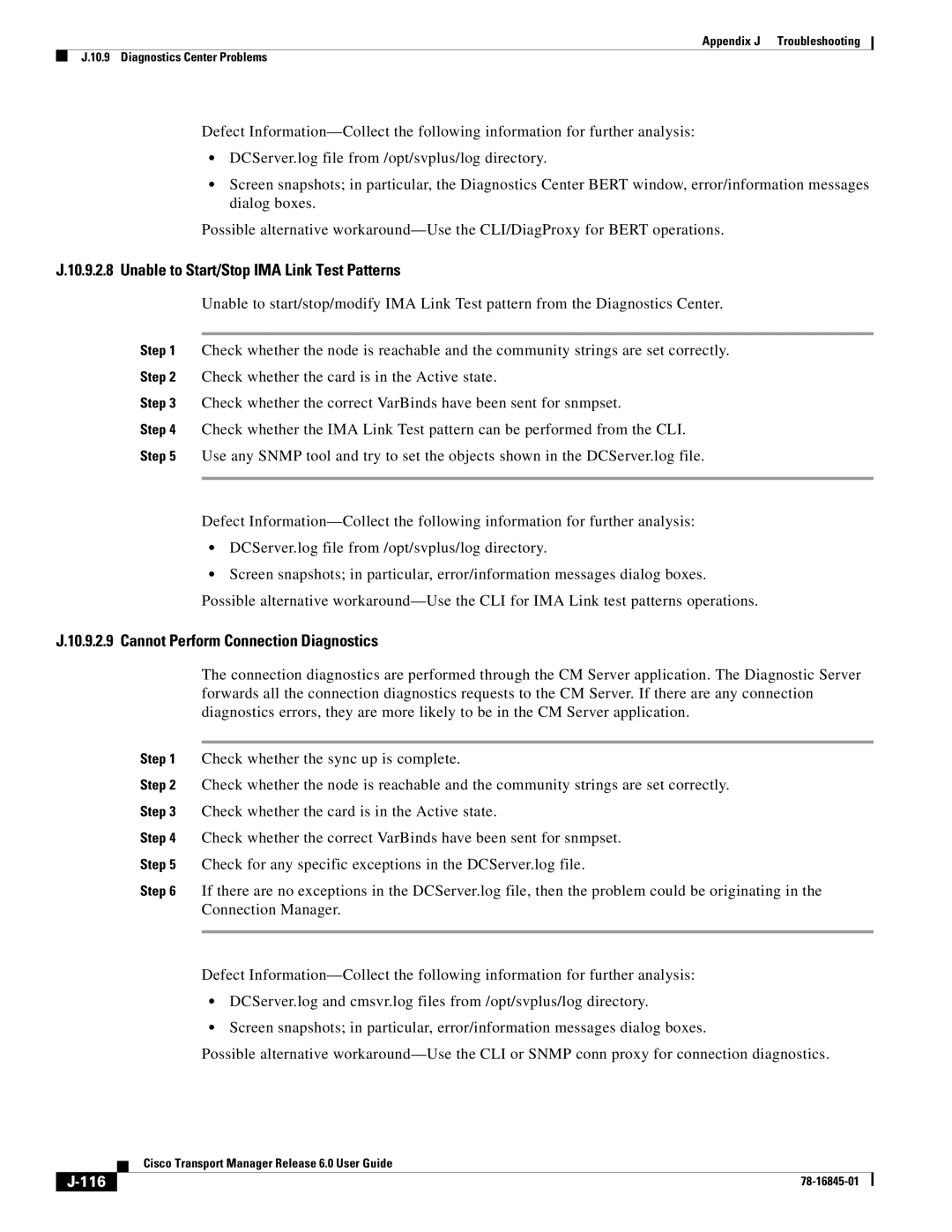 Cisco Systems 78-16845-01 appendix Unable to Start/Stop IMA Link Test Patterns, Cannot Perform Connection Diagnostics, 116 