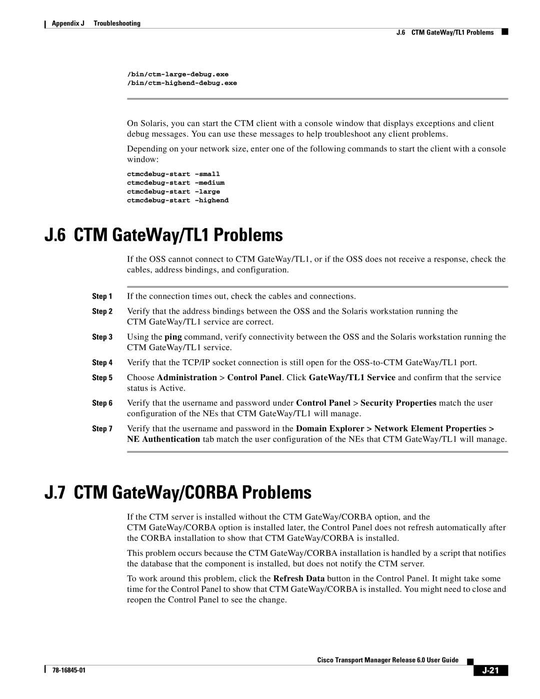 Cisco Systems 78-16845-01 appendix CTM GateWay/TL1 Problems 