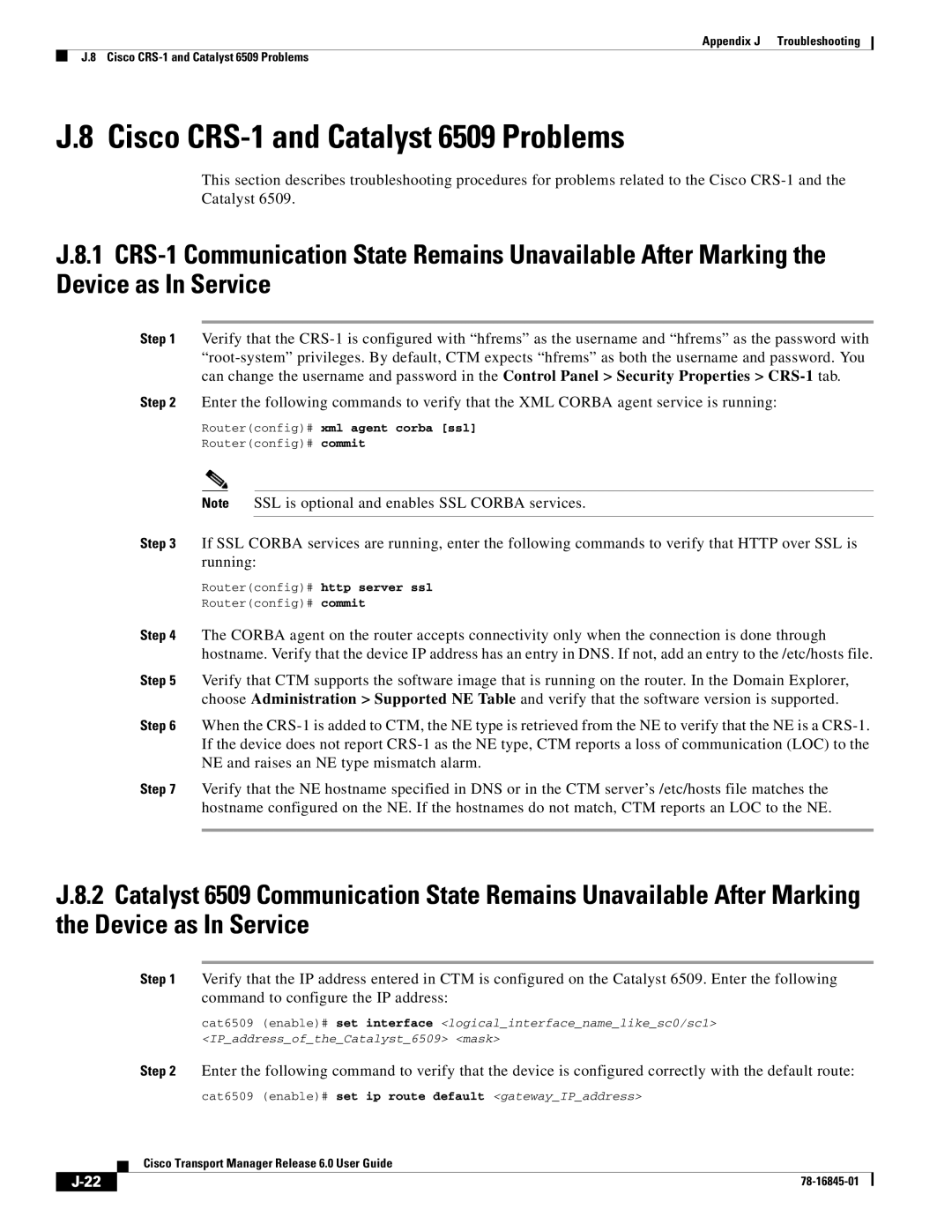 Cisco Systems 78-16845-01 appendix Cisco CRS-1 and Catalyst 6509 Problems 