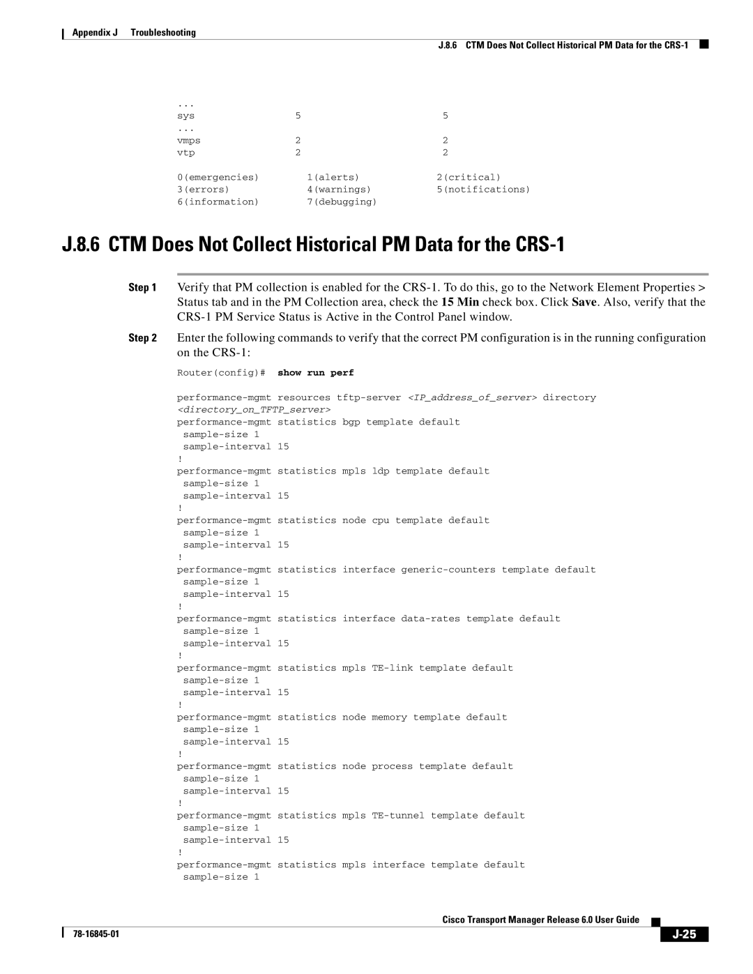 Cisco Systems 78-16845-01 appendix CTM Does Not Collect Historical PM Data for the CRS-1 