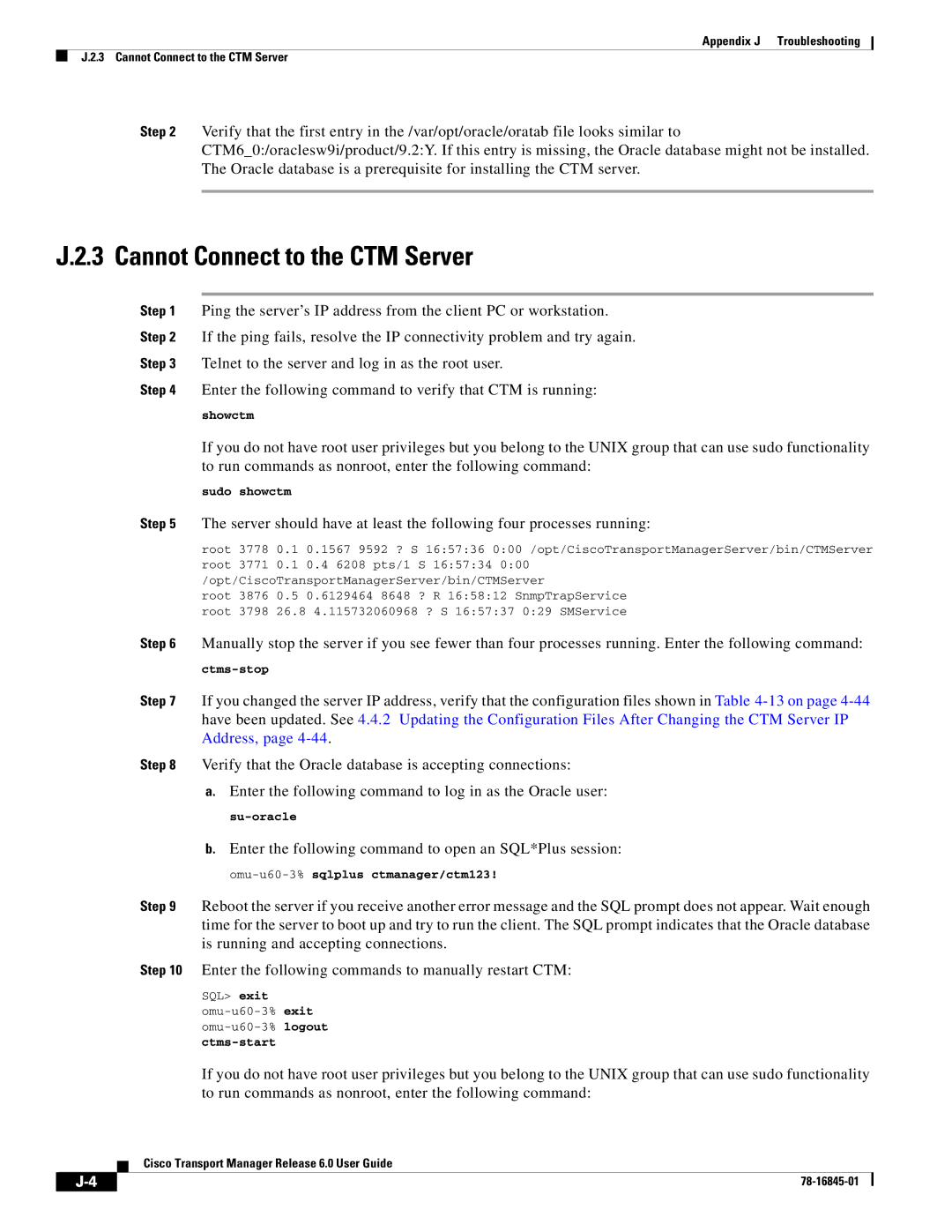 Cisco Systems 78-16845-01 appendix Cannot Connect to the CTM Server 