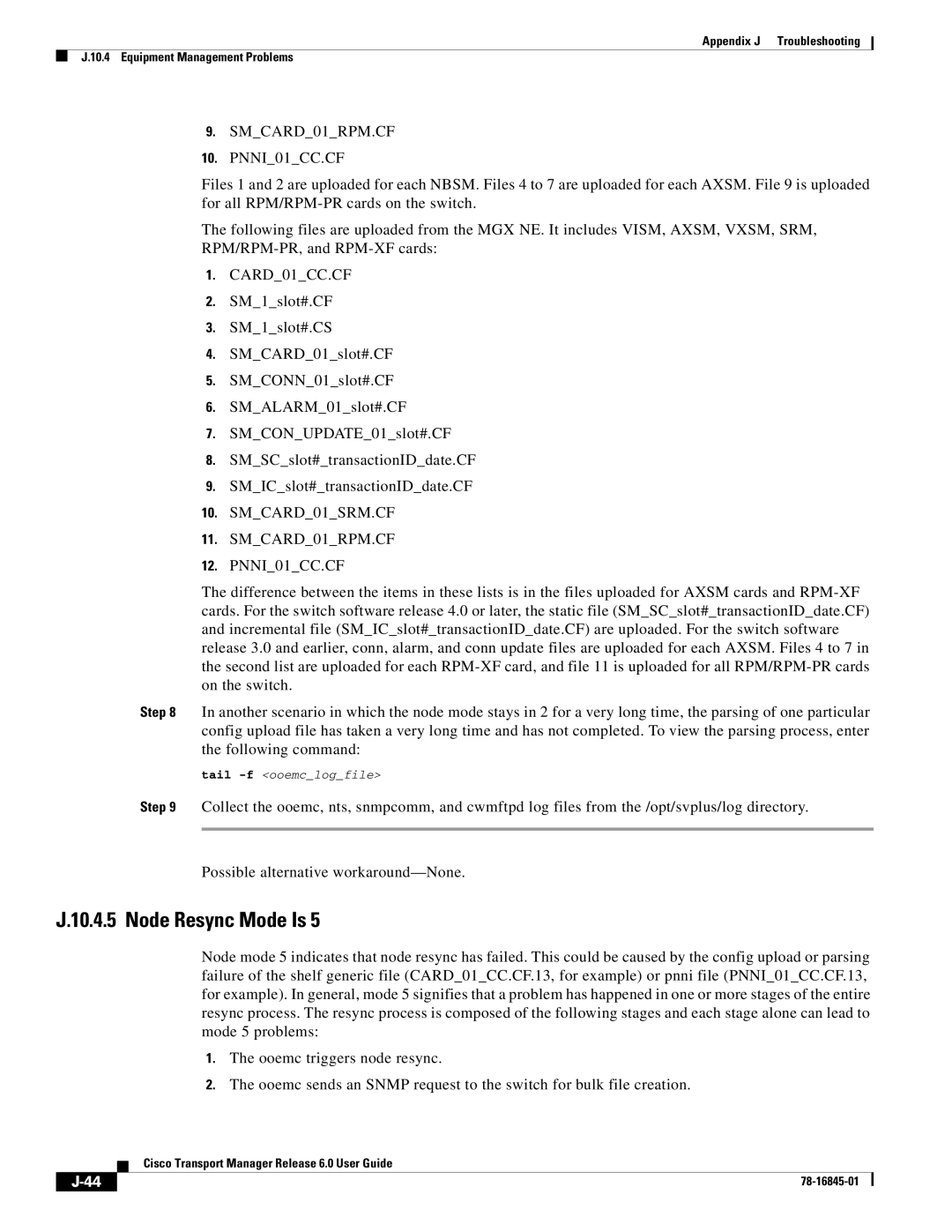 Cisco Systems 78-16845-01 appendix Node Resync Mode Is, SMCARD01RPM.CF 