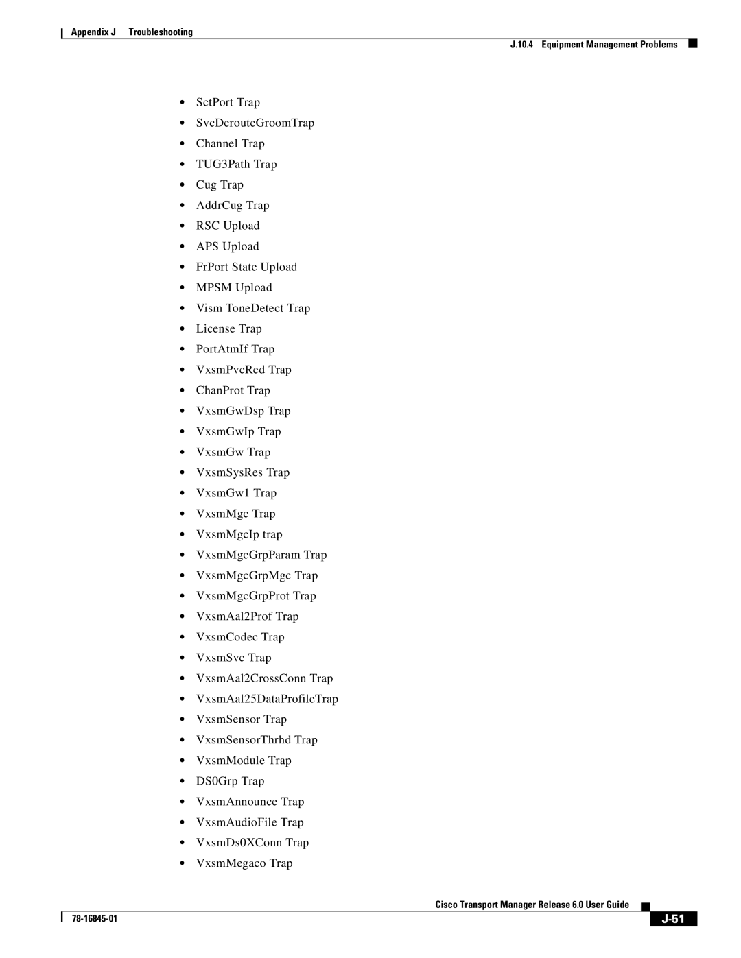 Cisco Systems 78-16845-01 appendix Appendix J Troubleshooting Equipment Management Problems 