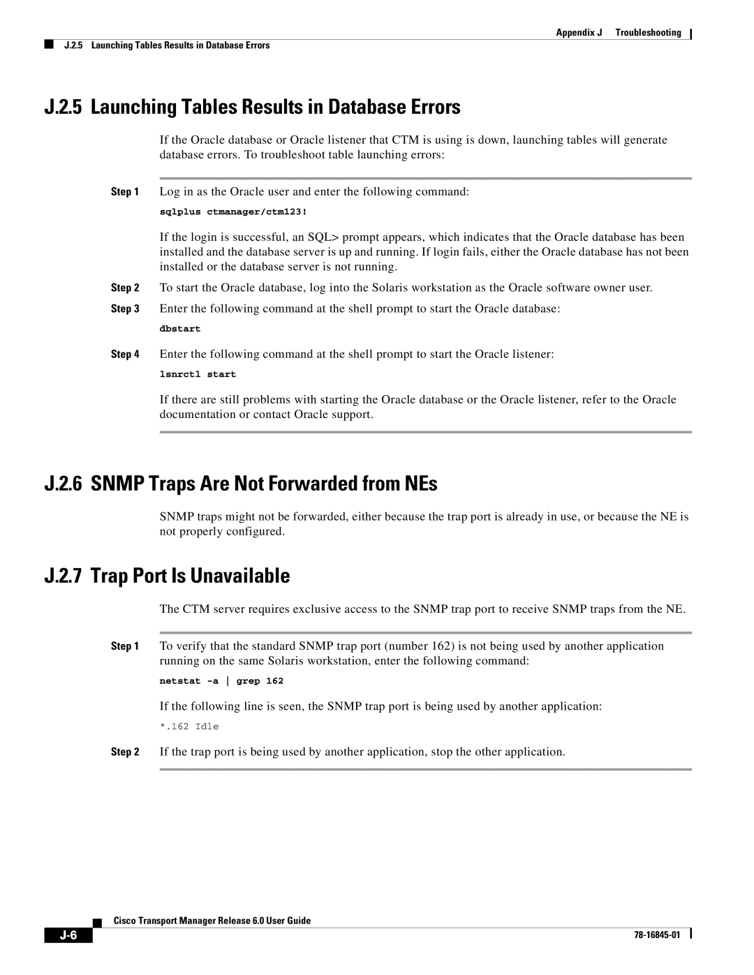 Cisco Systems 78-16845-01 appendix Launching Tables Results in Database Errors, Snmp Traps Are Not Forwarded from NEs 