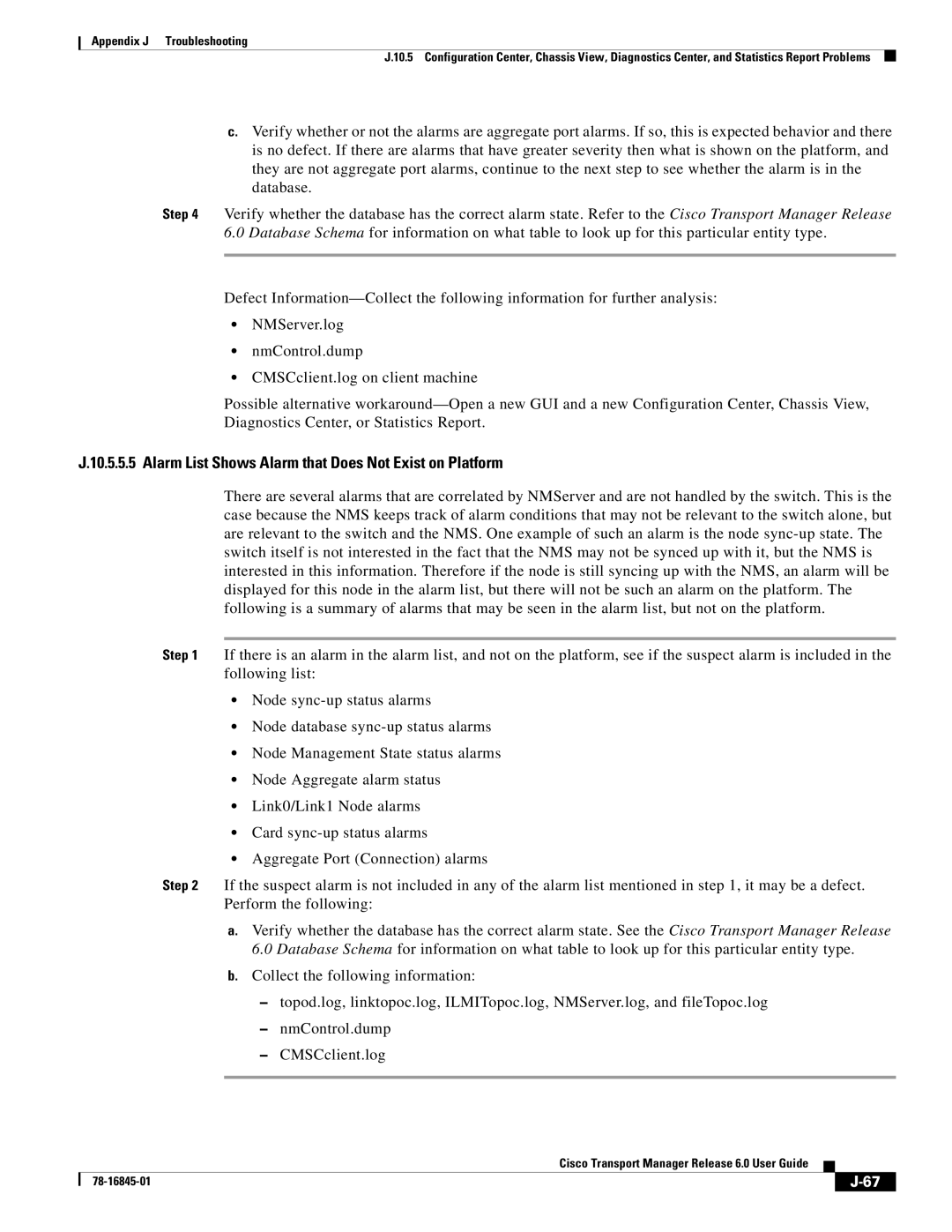 Cisco Systems 78-16845-01 appendix Alarm List Shows Alarm that Does Not Exist on Platform 