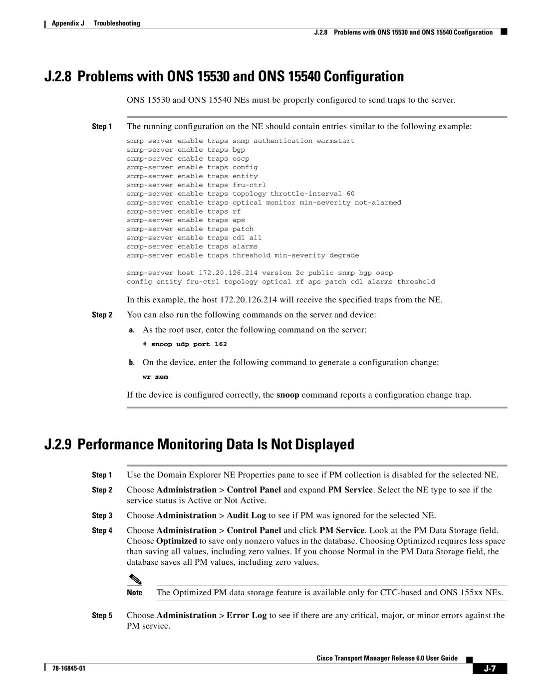 Cisco Systems 78-16845-01 appendix Problems with ONS 15530 and ONS 15540 Configuration 