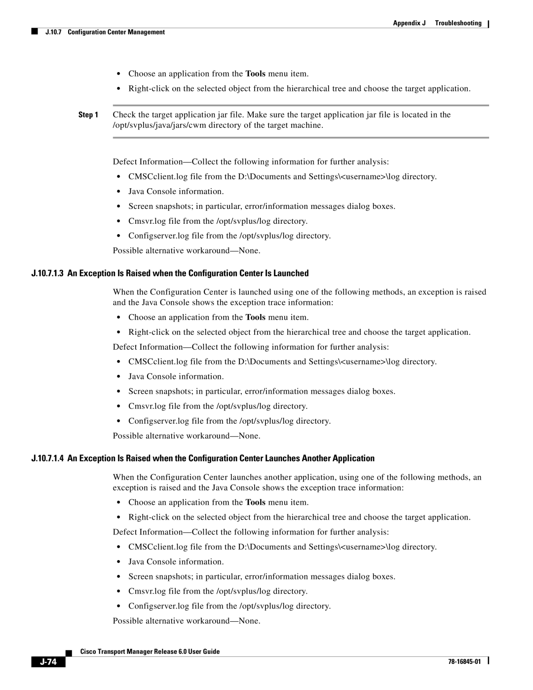 Cisco Systems 78-16845-01 appendix Appendix J Troubleshooting Configuration Center Management 